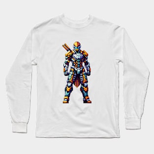 Cyberpunk Medieval Knight - Futuristic Armor Pixel Art Long Sleeve T-Shirt